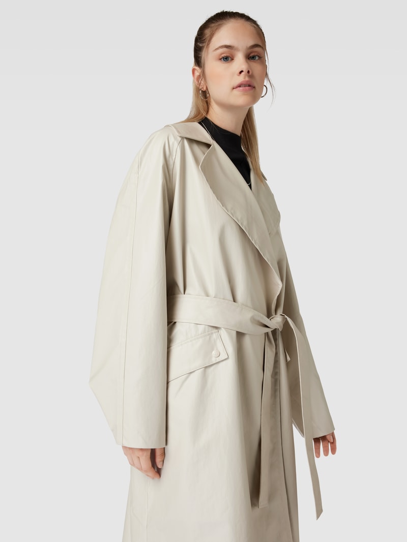 Trenchcoat mit Bindegürtel Modell 'GLOSSY' in beige