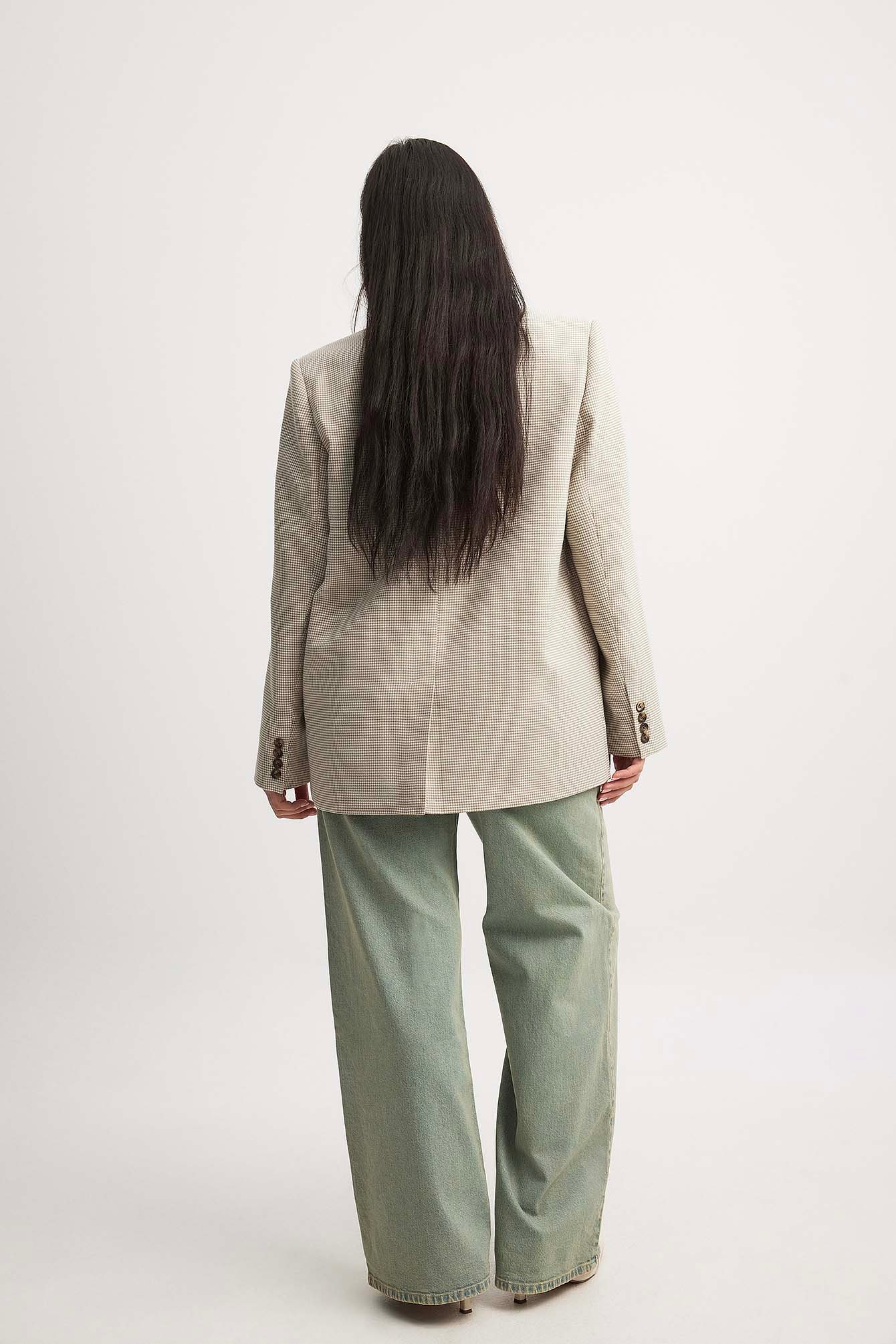 Oversized-Blazer mit Hahnentritt-Muster