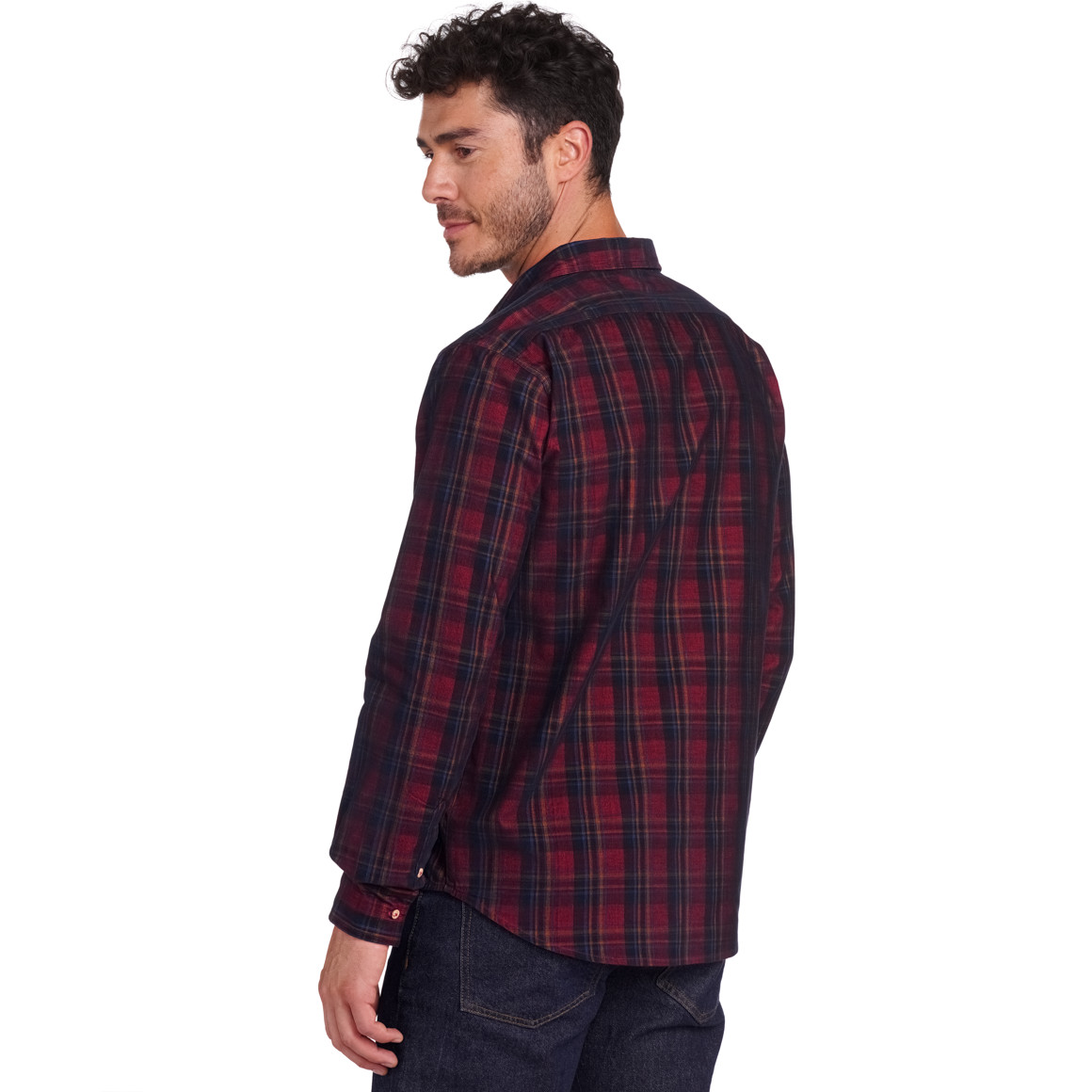 Herren Weihnachtshemd aus Cord dunkelrot / dunkelblau