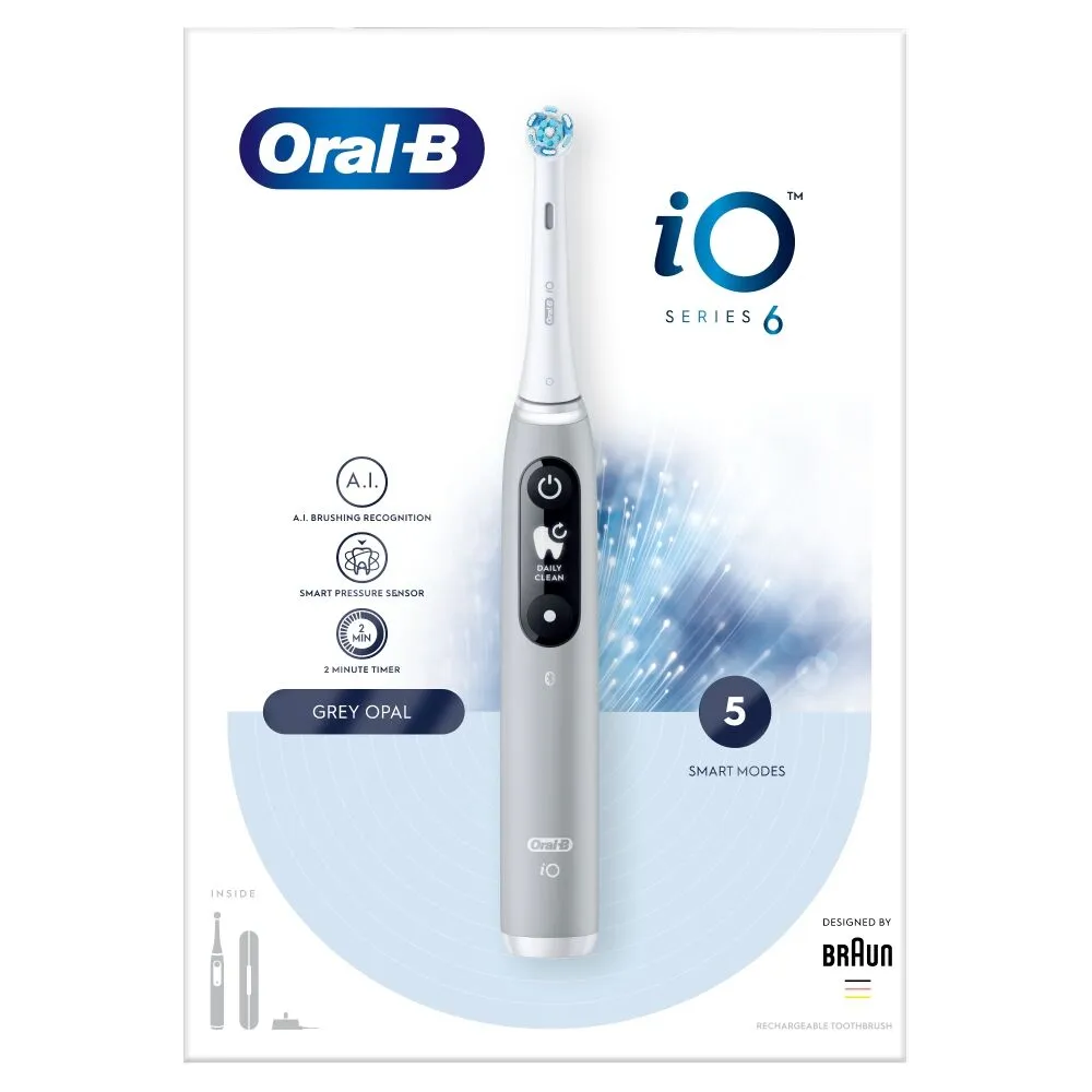Oral-B Io Series 6 Grå Eltandbørste med Magnetisk Teknologi