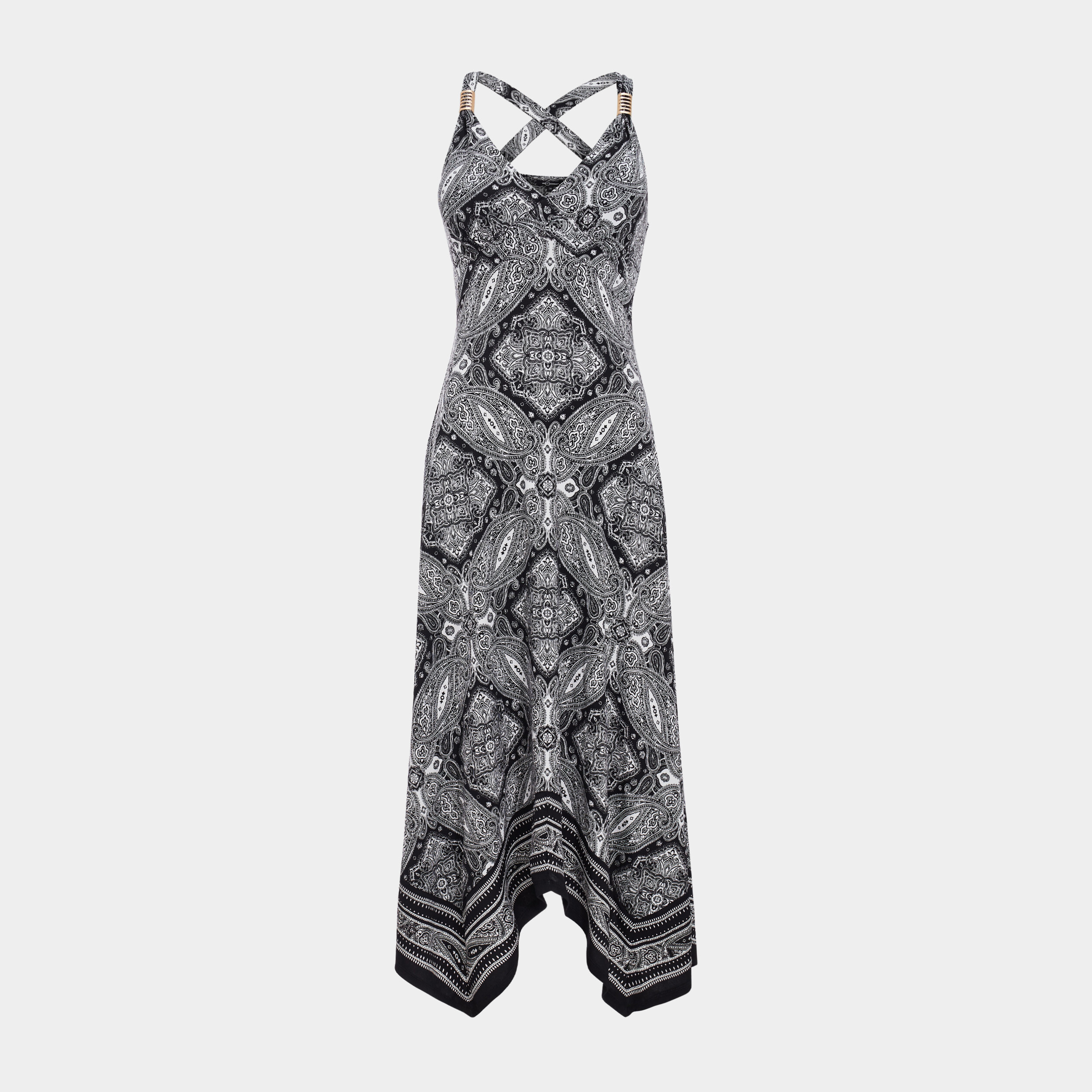 Robe longue évasée asymétrique noir femme | La Halle
