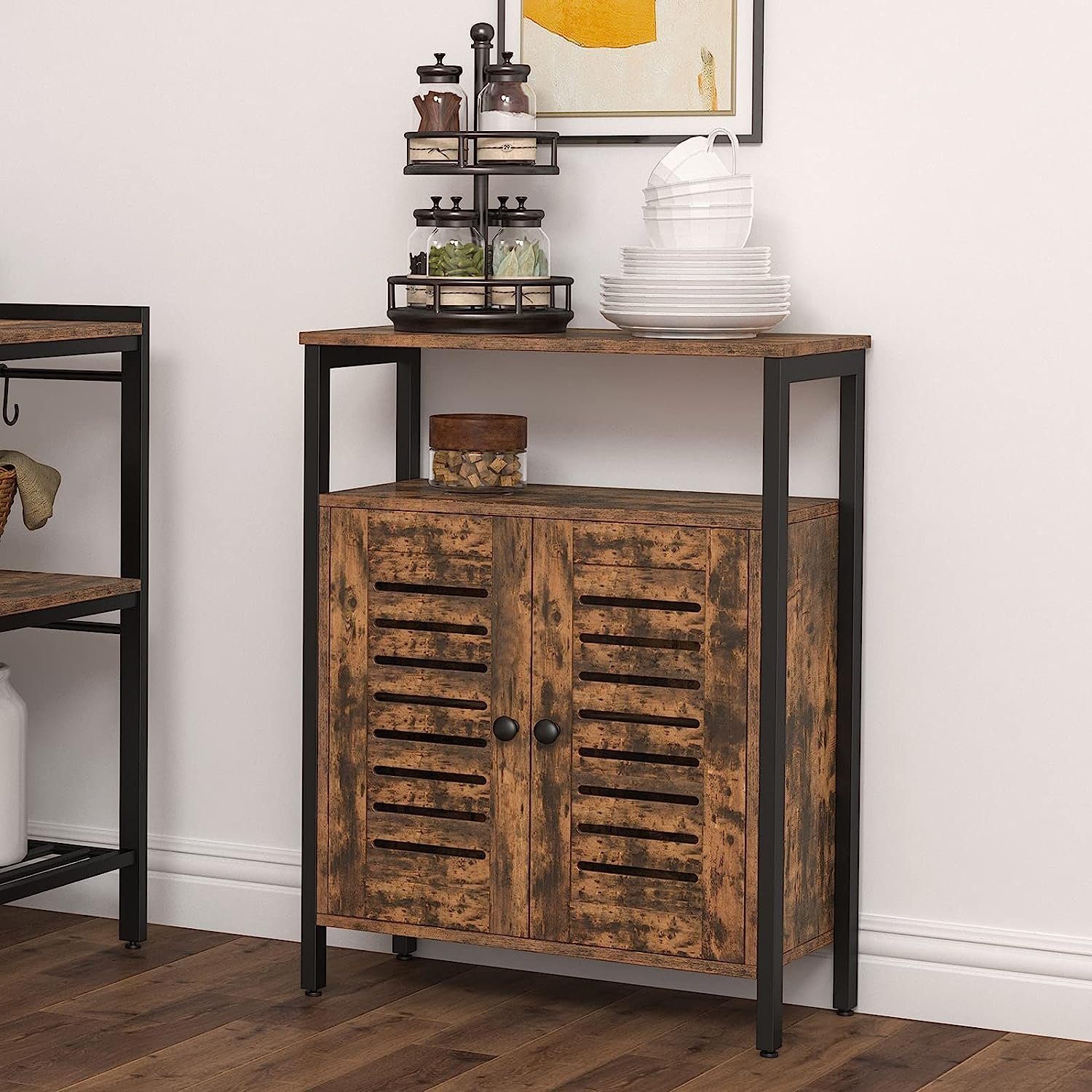 Hoobro Kommode Sideboard, Küchenschrank, Kommode Vintage verstellbaren Ablage