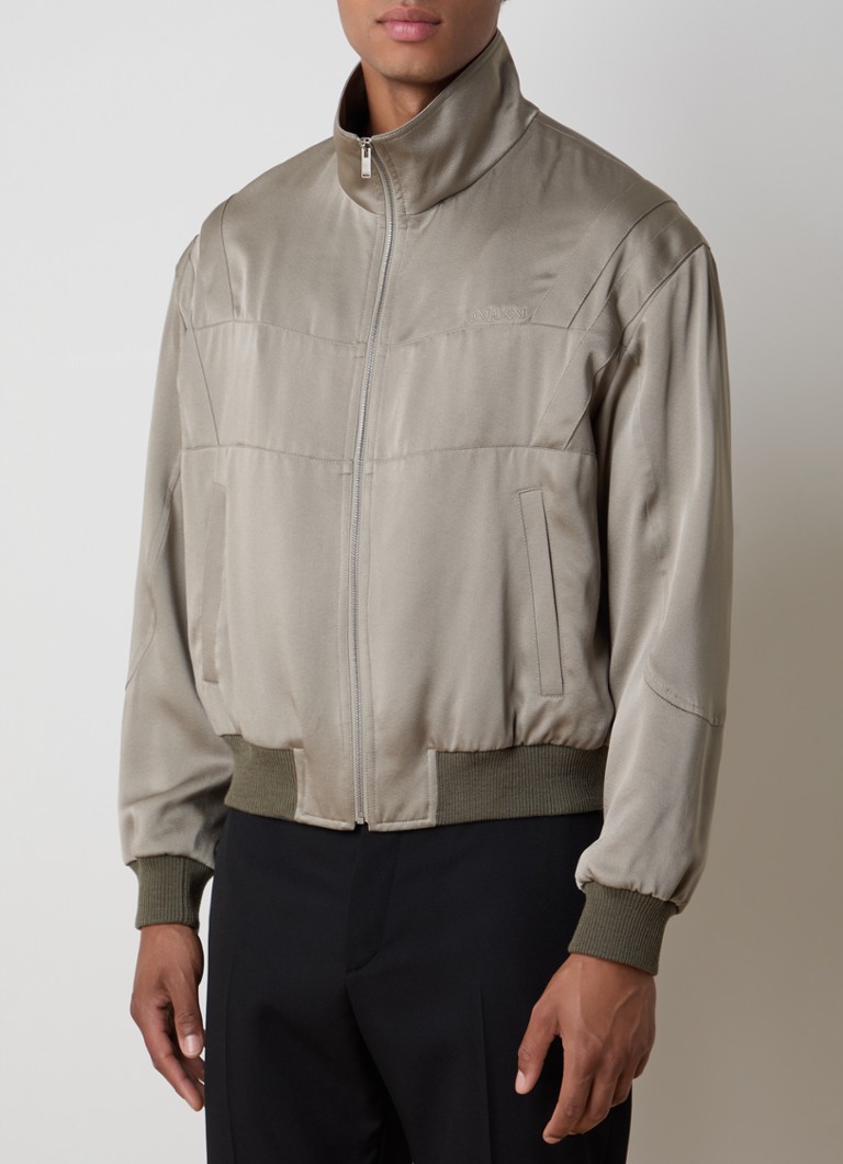 Saint Lauren Teddy satenska bomber jakna s bočnim džepovima