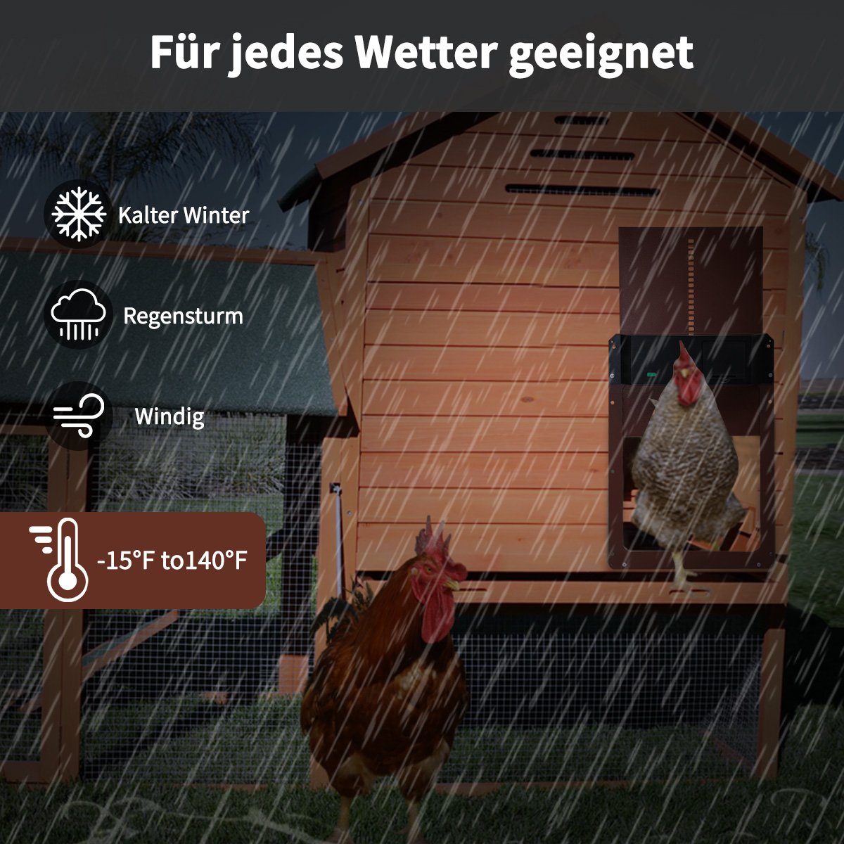 Greensky Hühnerstall Hühnerklappe Türöffner, Automatische Hühnerklappe mit Lichtsensor, Türöffner Hühnerstall, Automatisch Hühnertür, Sichere Hühneraufzucht