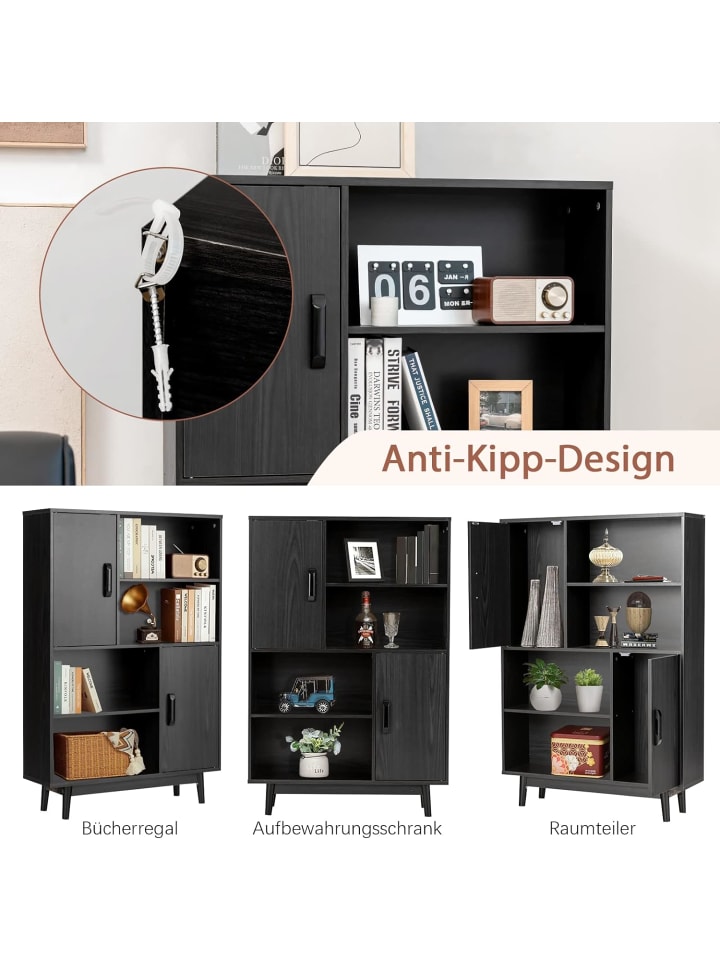 COSTWAY Bücherschrank in Schwarz günstig kaufen 120 cm