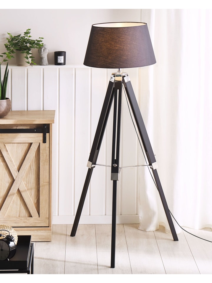 Beliani Stehleuchten MADEIRA in Schwarz/Silber - (W) 68 x (H) 143 x (L) 68 cm günstig kaufen onesize