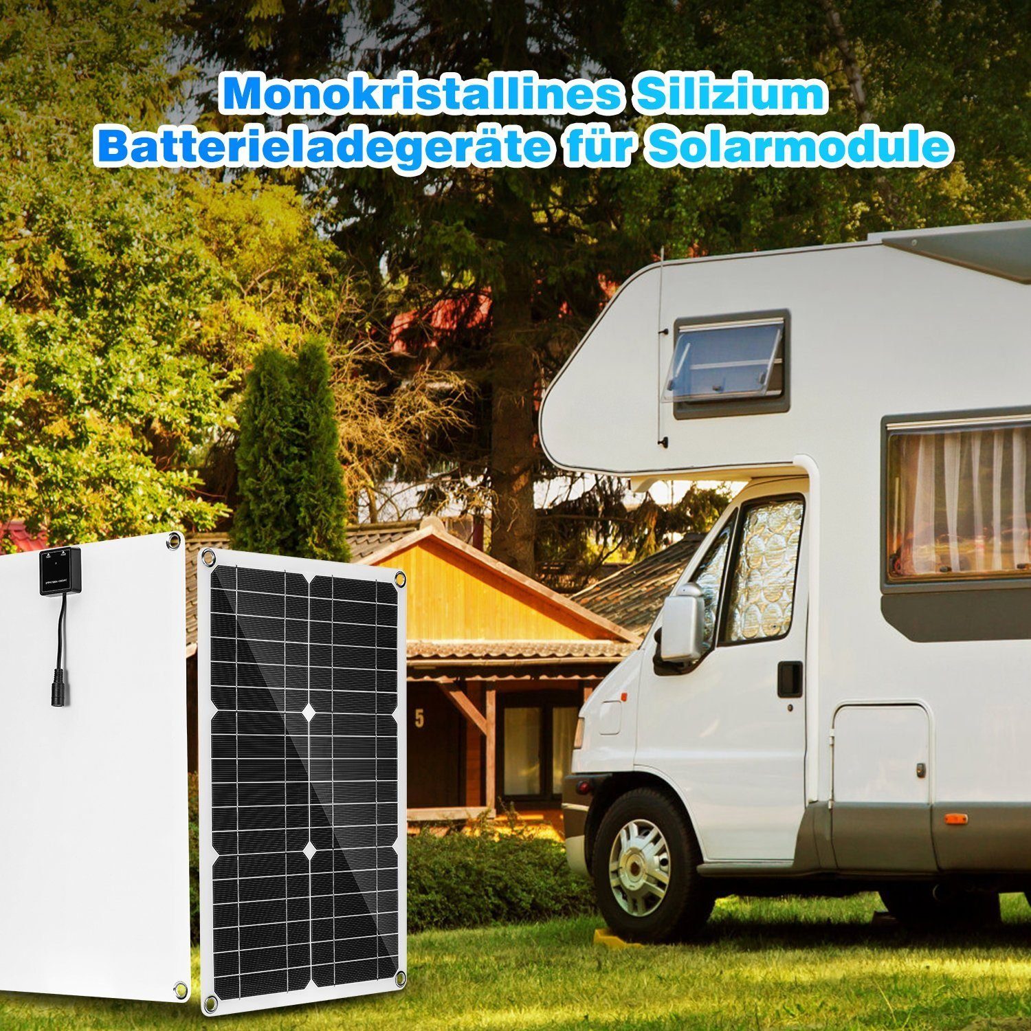iscooter Solarmodul 100W 12V Monokristalline Solarpanel Effizienz Modul 20A, Solarpanel Stromerzeuger Solaranlage Solargenerator IP65