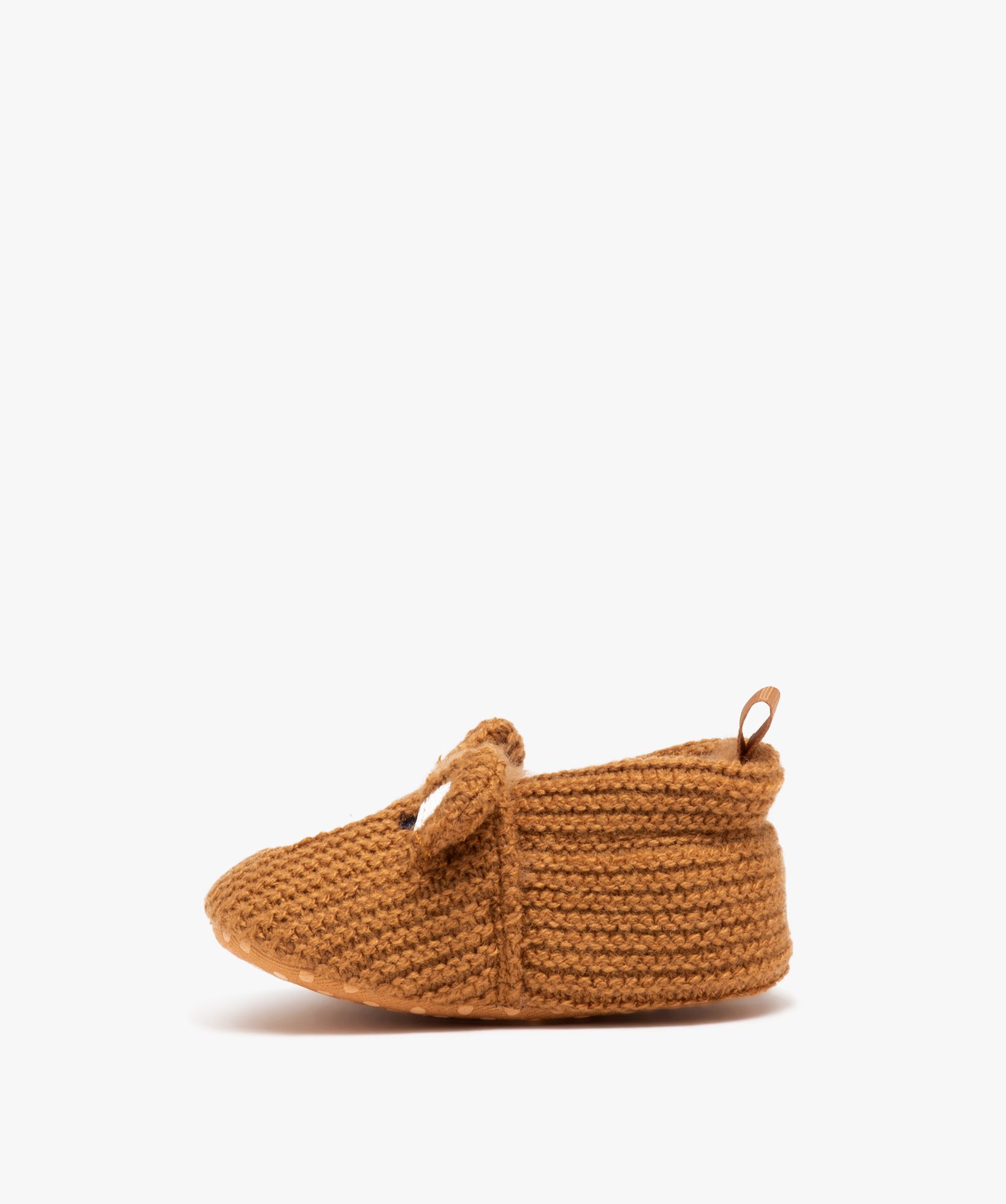 Chaussons de naissance bébé Garçon ourson en tricot beige | GEMO