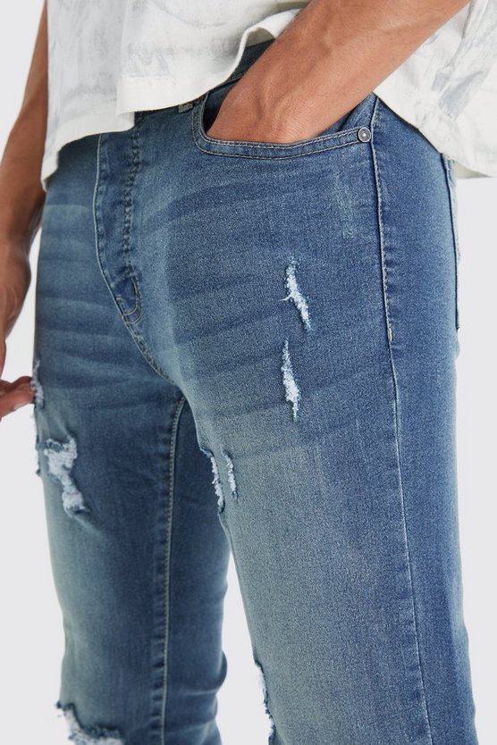 Skinny Stretch Jeans mit Riss am Knie