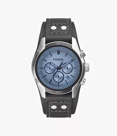 Fossil Herrenuhr Coachman Leder Schwarz