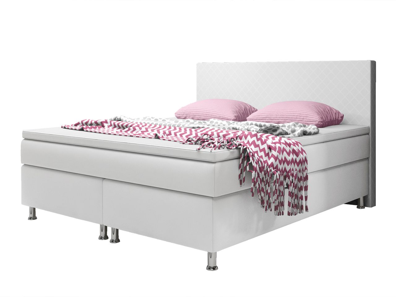 IHG Boxspringbett Madrid 180x200 cm Kunstleder Weiß