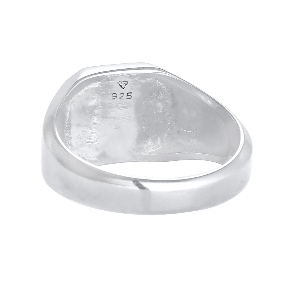 KUZZOI KUZZOI Bague Bague Signet Homme Bleu Basique Solide avec Email en Argent Sterling Bague