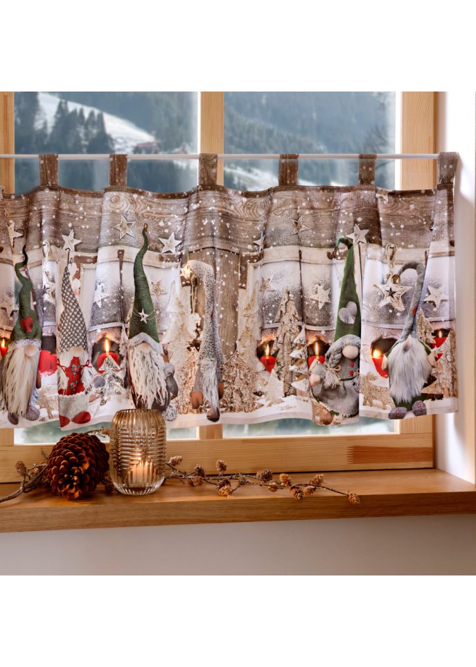 LED Scheibengardine mit Wichteln