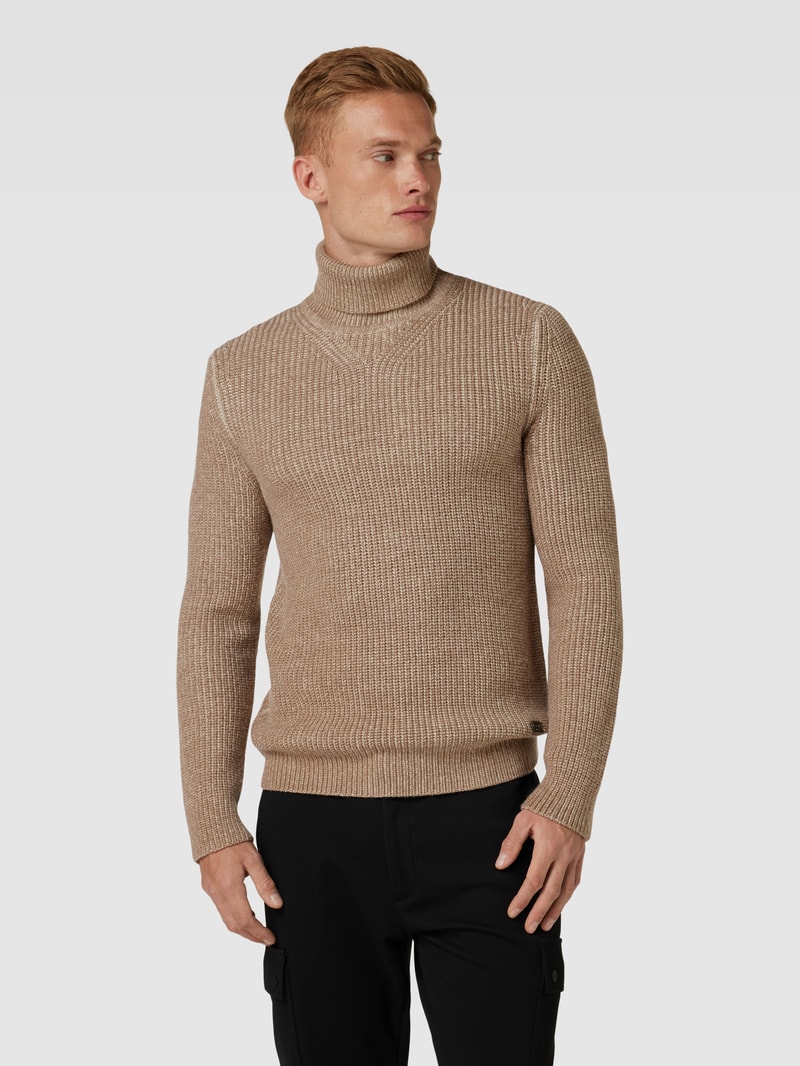 Strickpullover mit Rollkragen Modell 'Moulino' in camel