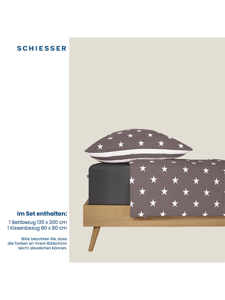 Schiesser Feinbiber-Bettwäsche-Set in Grau günstig kaufen
