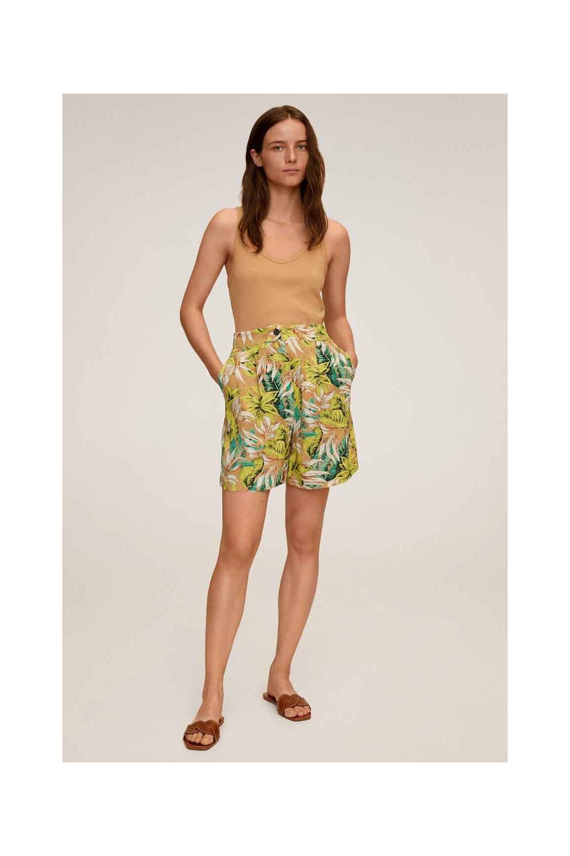 Mango Shorts 1 Femme couleur jaune