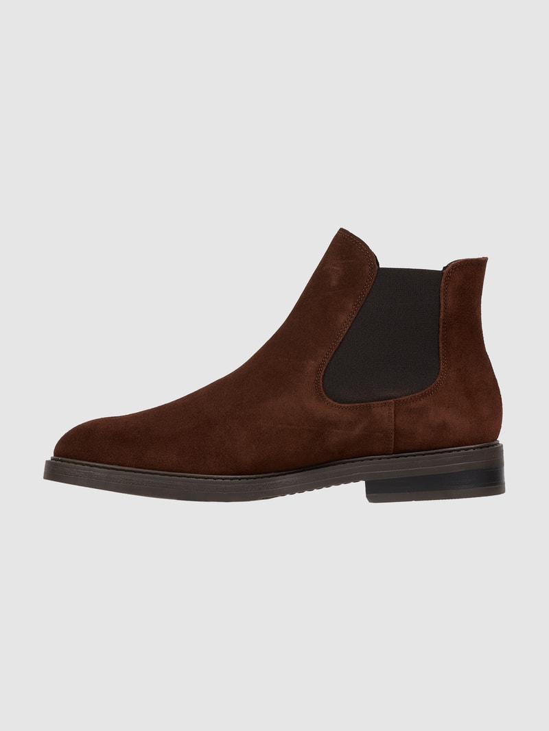 Chelsea Boots aus Veloursleder Modell 'SLHBLAKE SUEDE CHELSEA' in dunkelbraun