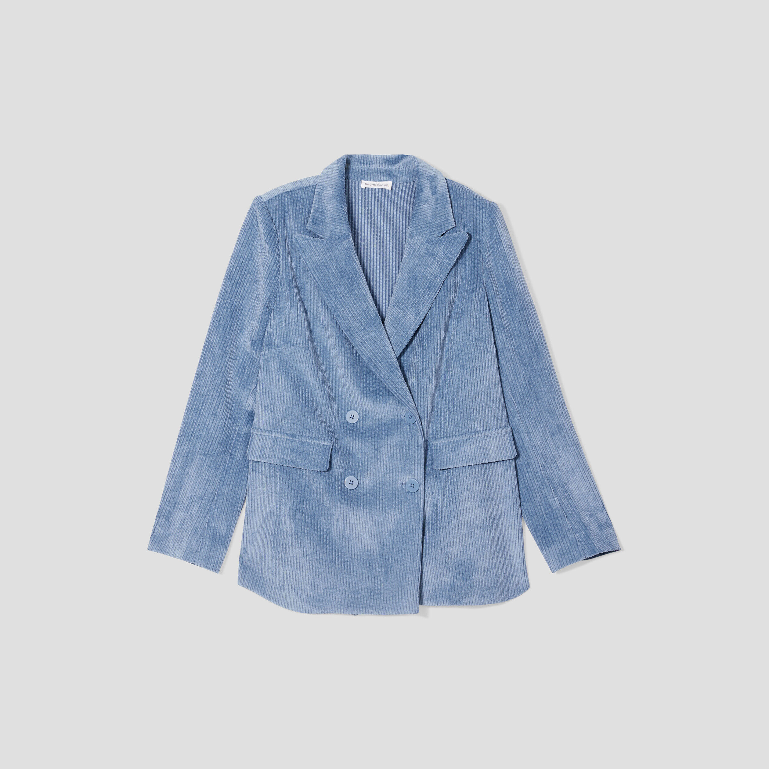 Veste blazer velours côtelé bleu clair femme | Cache Cache