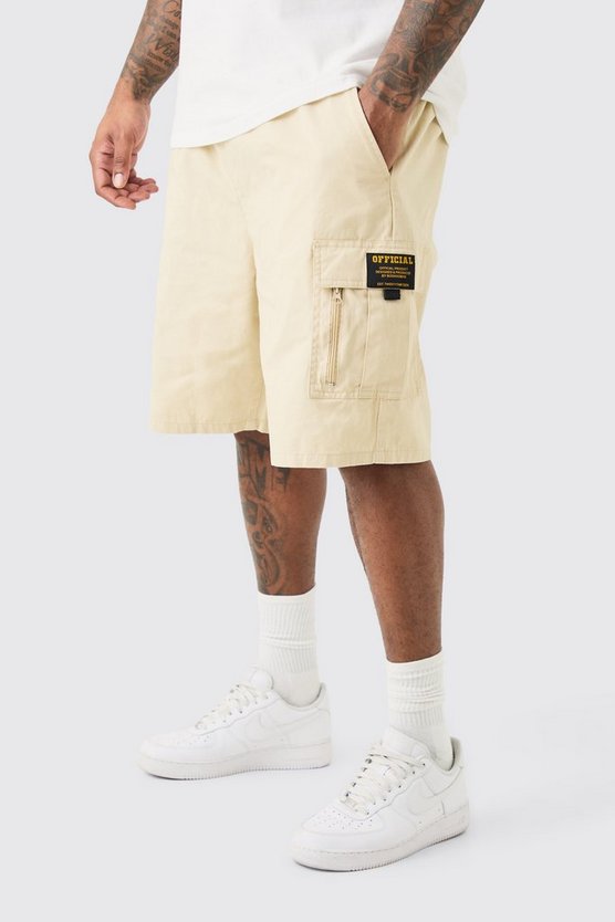 Plus lockere Twill Cargo-Shorts mit Reißverschluss-Detail
