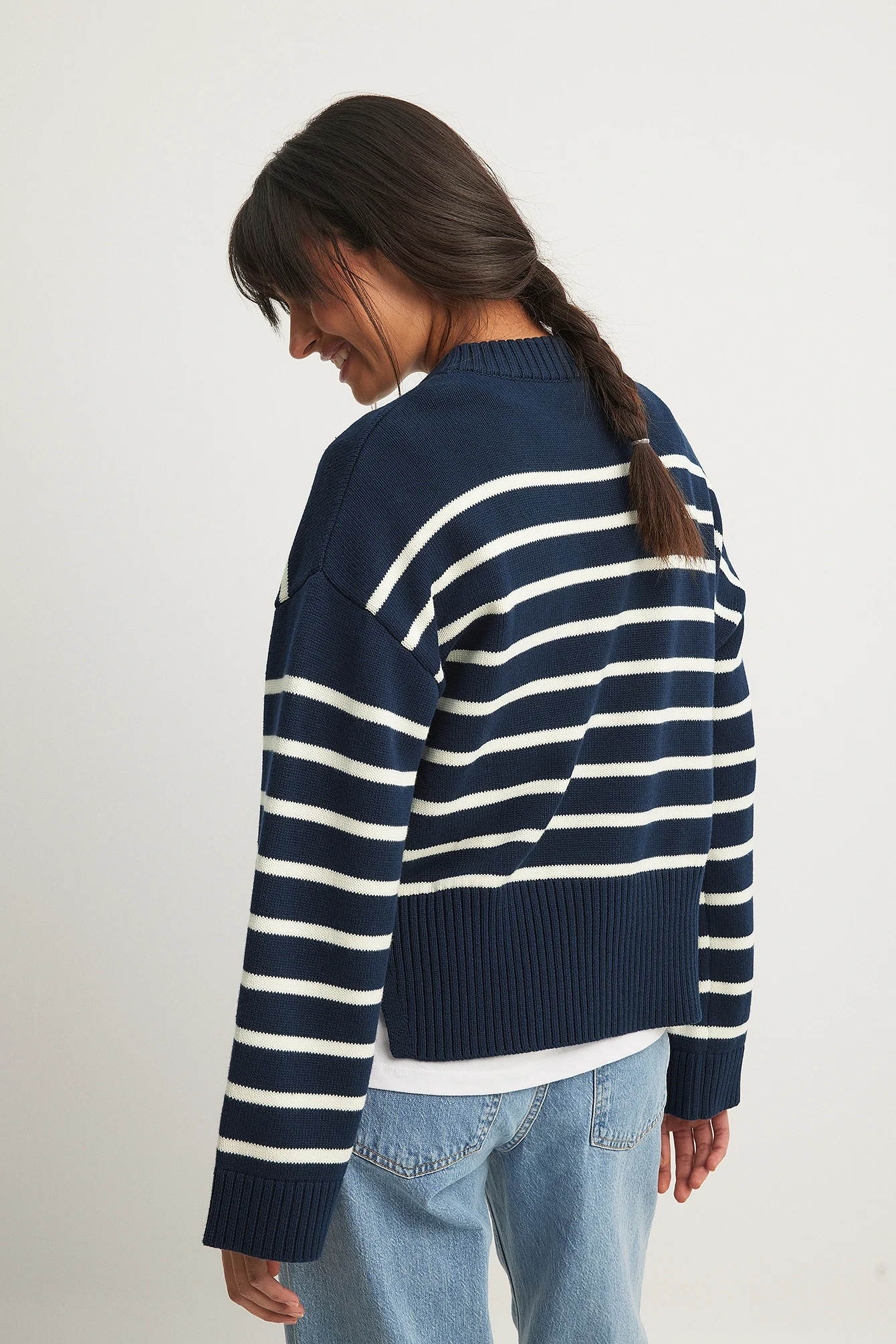 Gestreifter Oversize-Strickpullover