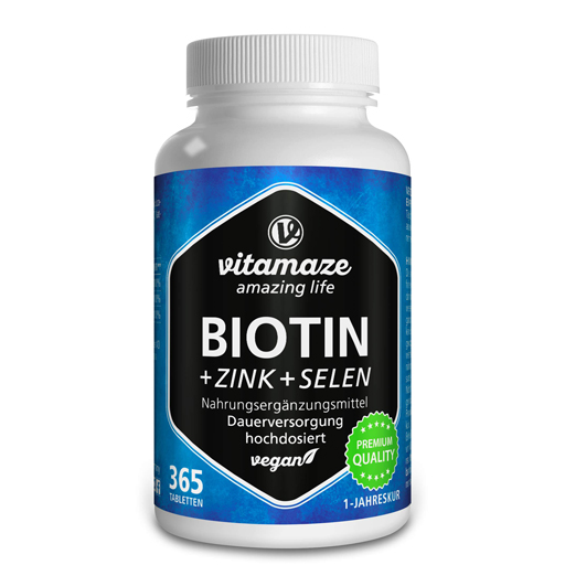 BIOTIN 10 mg hochdosiert Zink Selen Tabletten  365 St  Tabletten