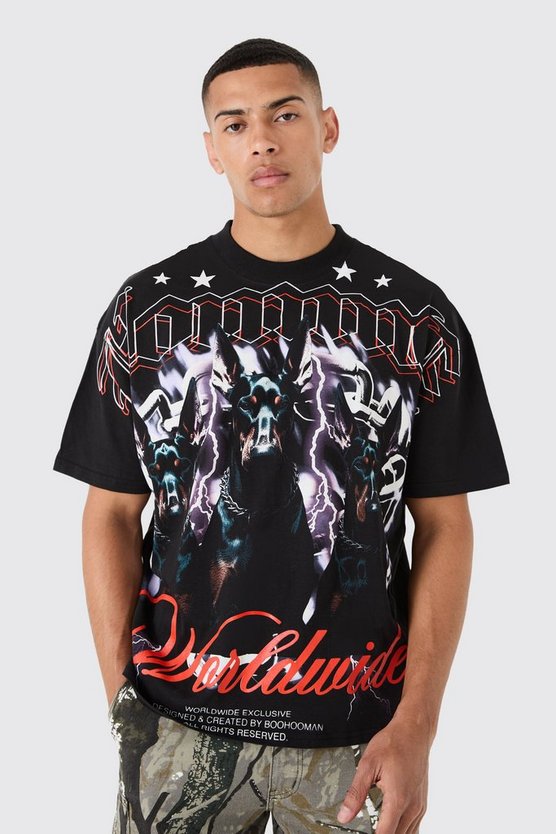 Oversize T-Shirt mit Homme Dog Print