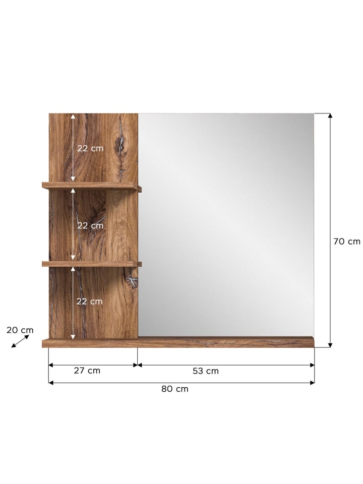 ebuy24 Badspiegel Ramon Grau 80 x 20 cm günstig kaufen onesize