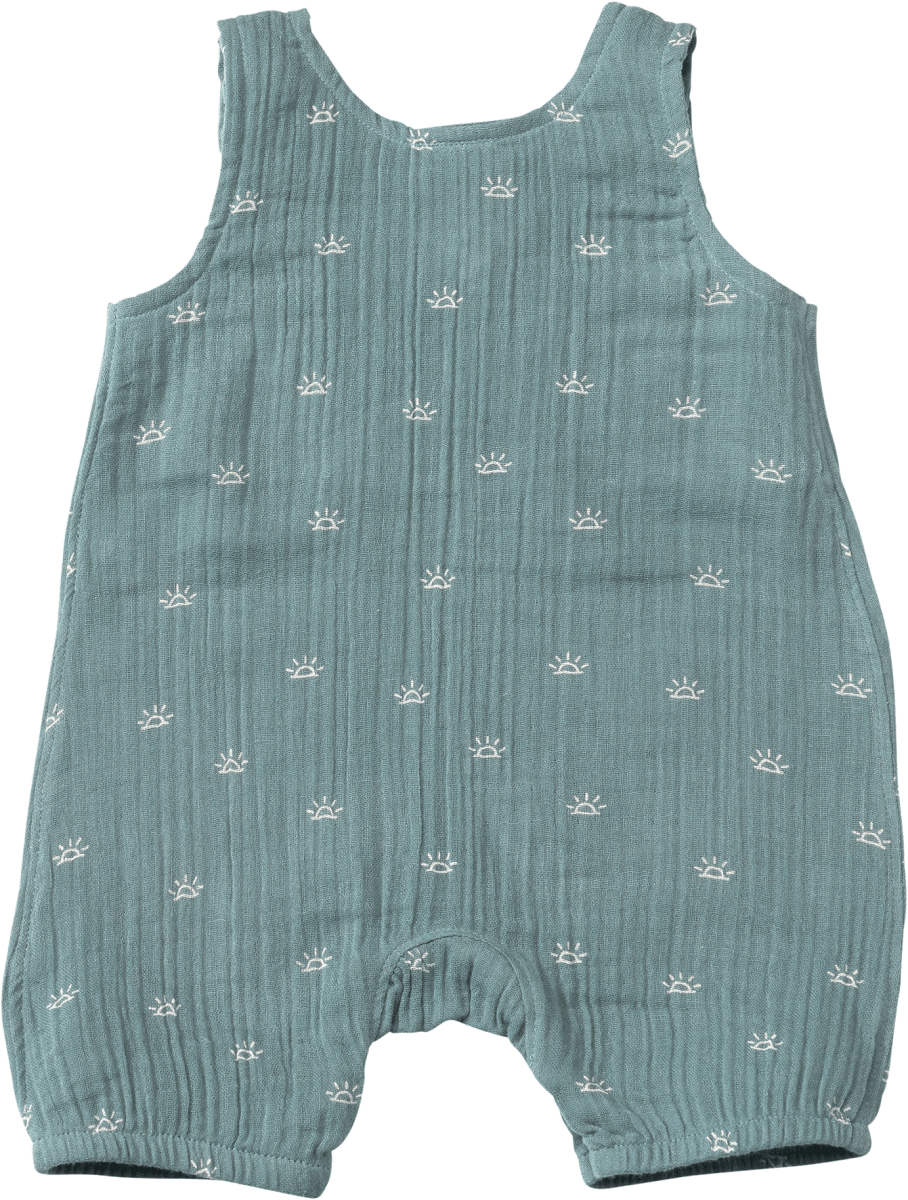 Strampler aus Musselin mit Sonnen-Muster, grün, Gr. 68, 1 St