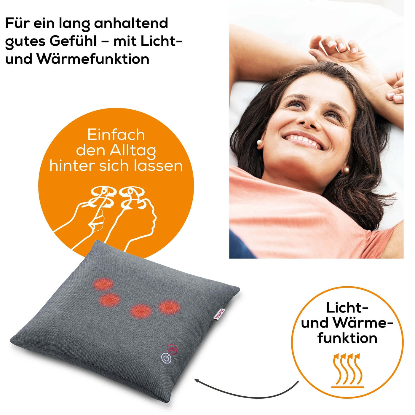 Beurer Shiatsu-Massagekissen MG 135-Massagekissen mit wohltuender Shiatsu-Entspannungsmassage & Wärmefunktion
