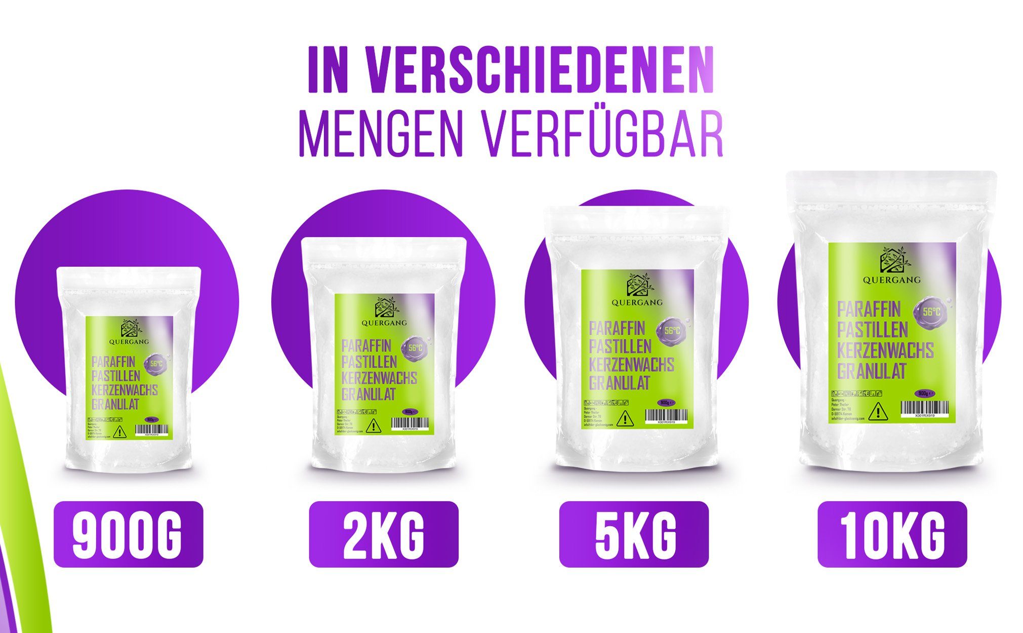 Quergang Paraffinwachs Pastillen 2kg inkl. Dochte und Dochthalter - Kerzenwachs Wachsgranulat für, optimale Ergebnisse Dank niedrigem Schmelzpunkt und geringem Ölgehalt