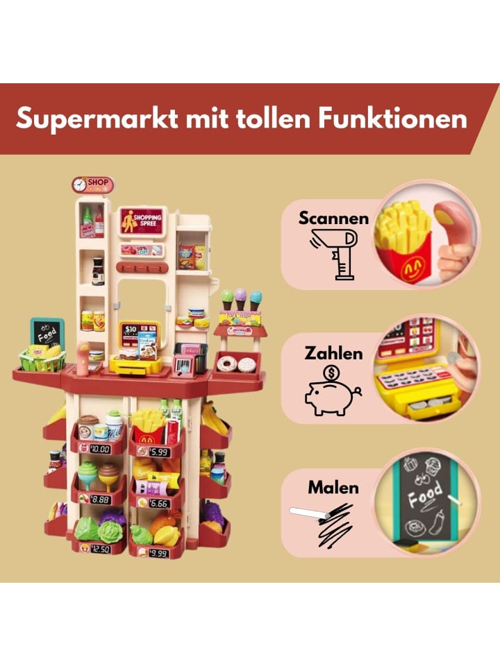 Coemo Supermarkt Florian Kaufladen mit viel Zubehör - ab 3 Jahren in Rosa günstig kaufen onesize
