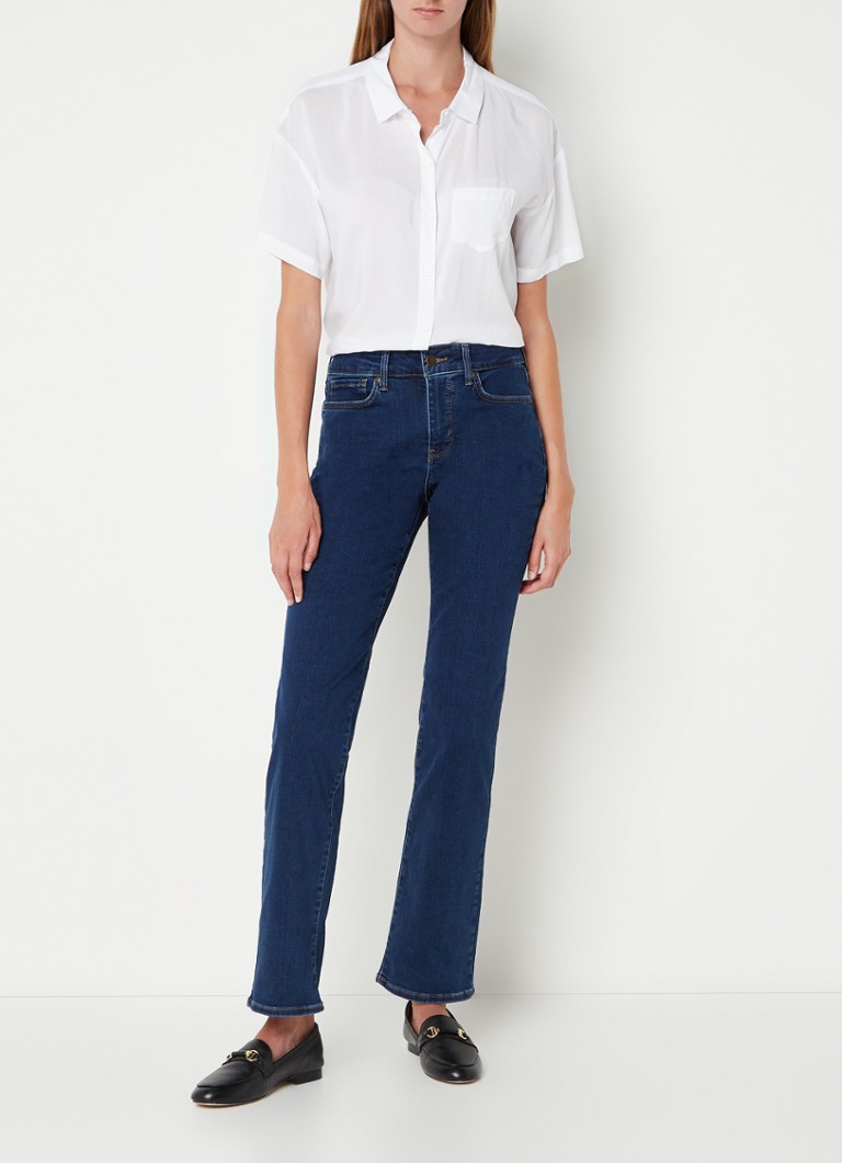 NYDJ Marilyn mid waist straight leg jeans with dark wash