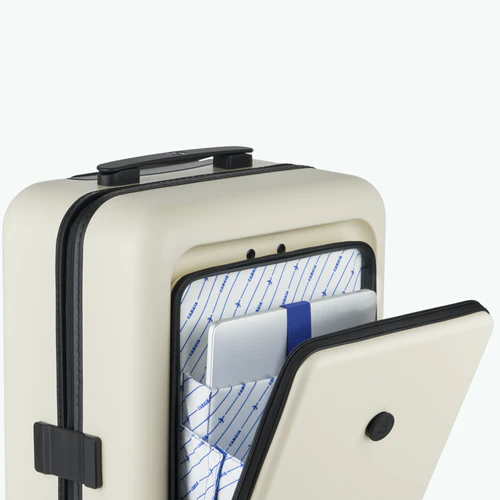 JFK 4-wheel hard-shell suitcase, CPH beige pouch