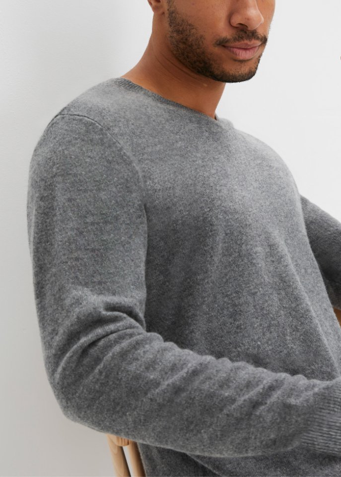 Premium Woll-Pullover mit Good Cashmere Standard®-Anteil, V-Ausschnitt
