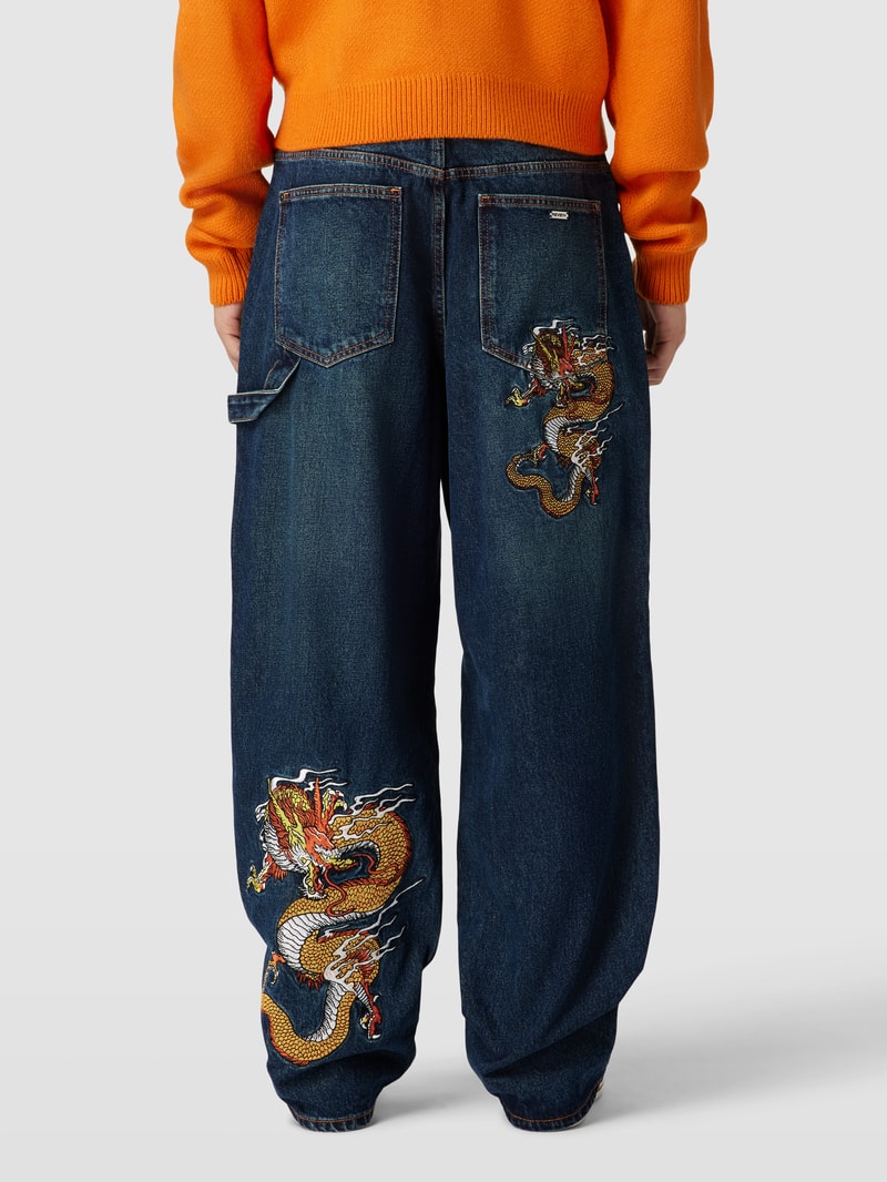 Baggy Jeans mit Label-Detail Modell 'DRAGON' in blau