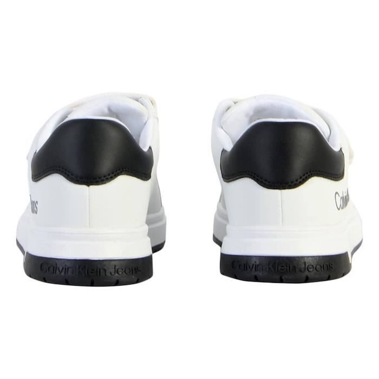 Basket Cuir Calvin Klein Jeans Juniors Low Cut Velcro blanc
