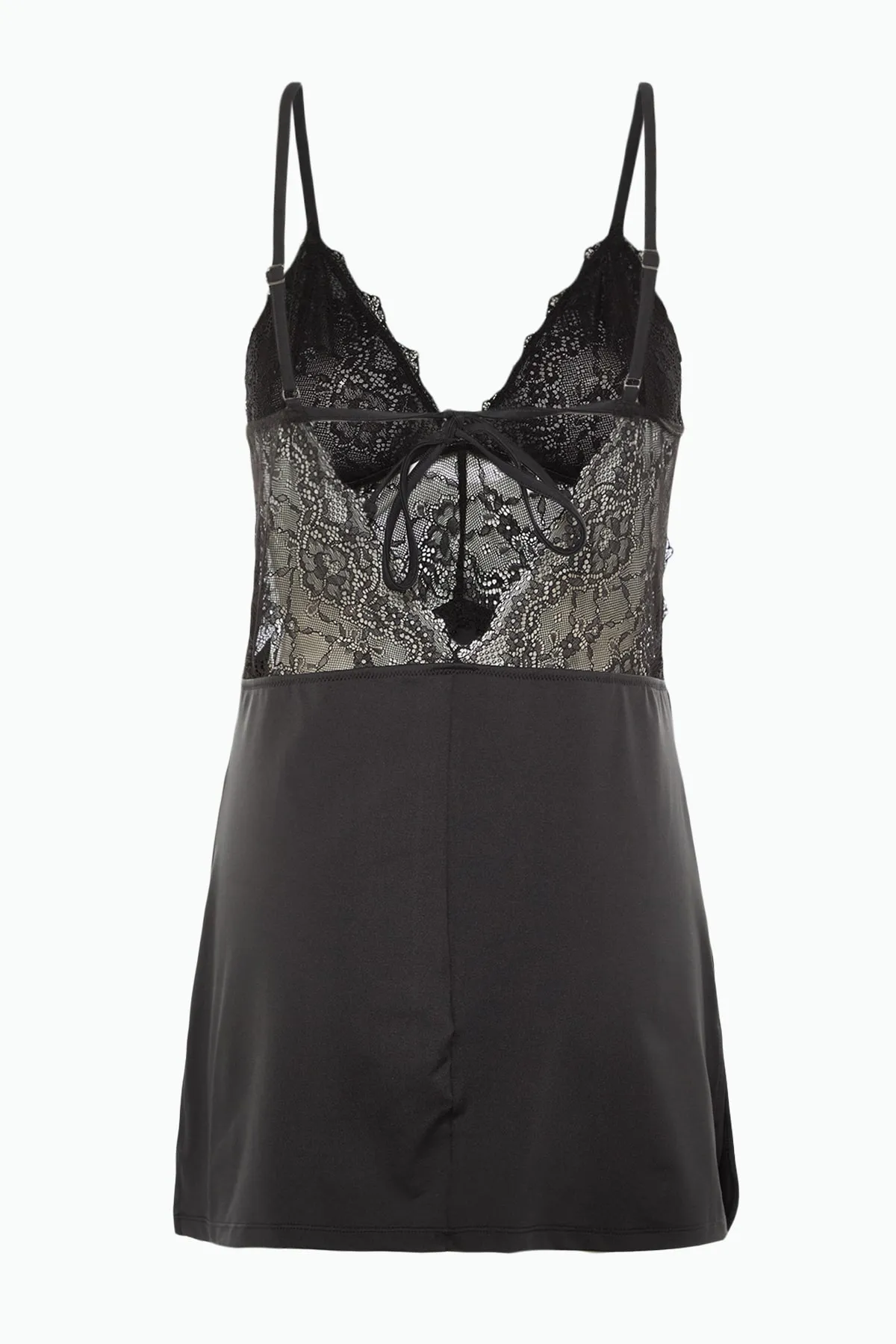 Trendyol Collection  Schwarzes, gestricktes Nachthemd mit Spitzendetails und Seilriemen THMAW23CY00002