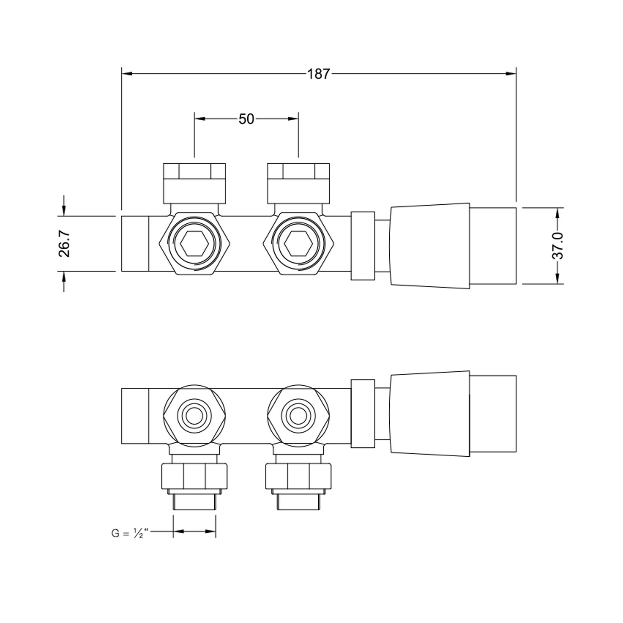 doporro Heizkörperthermostat doporro Design Anschlussventil Heizkörper Thermostat Mittelanschluss