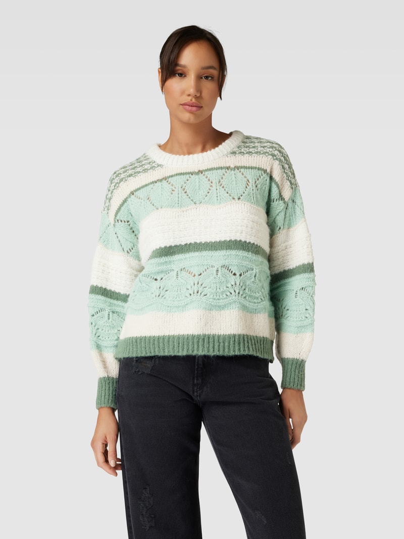 Strickpullover mit Streifenmuster Modell 'ADINA' in lindgrün