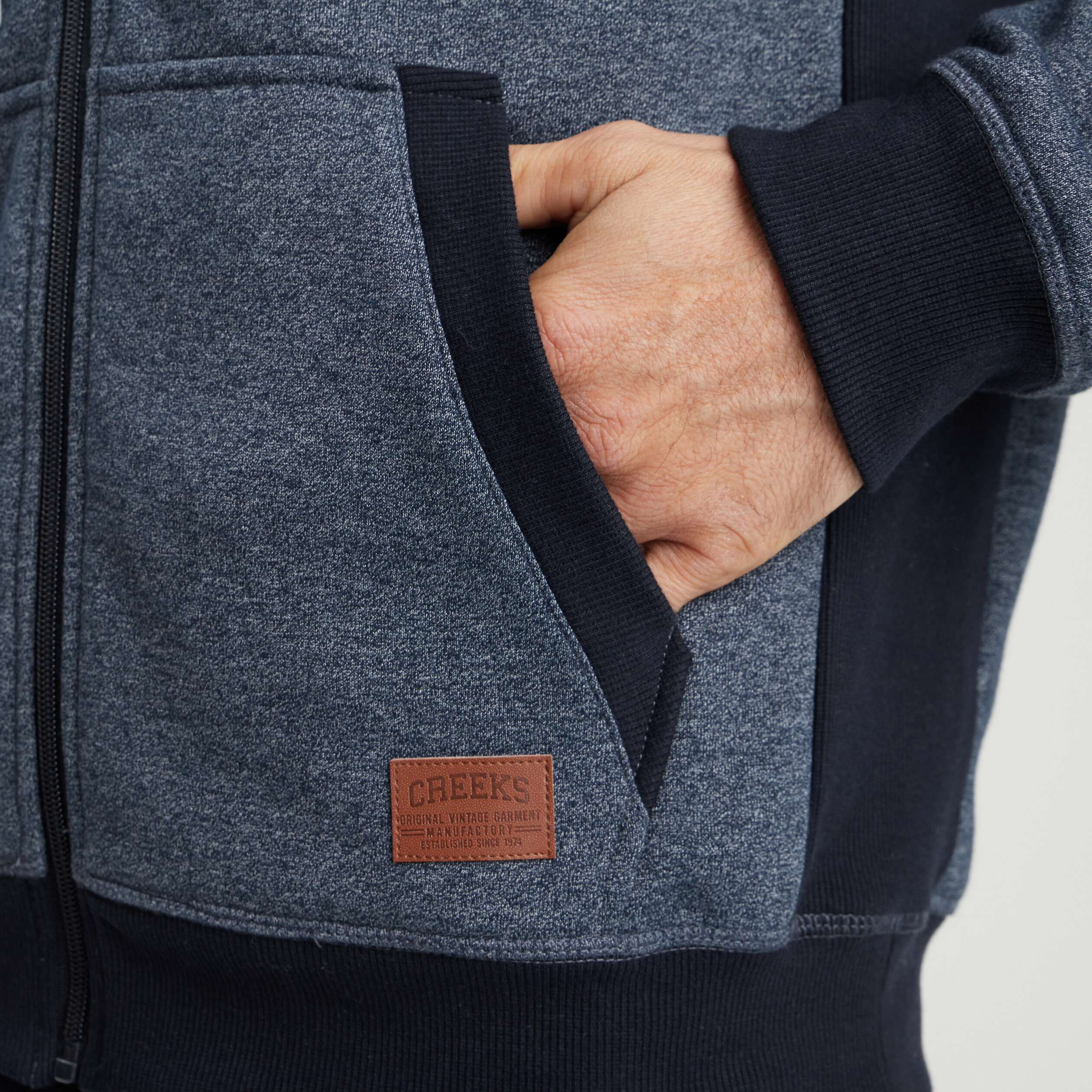Sweat zippé à capuche Creeks bleu marine homme | La Halle