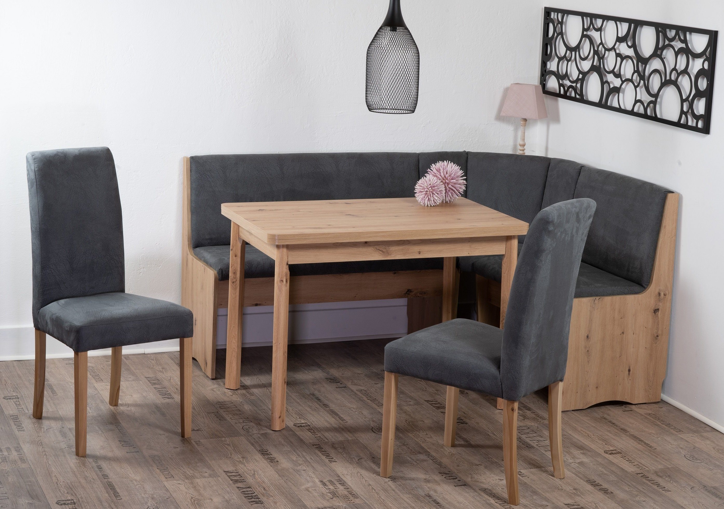 Stolebaenk Eckbankgruppe Duisburg Artisan Titanic Duisburg PE/MA, (Eckbankset, 1 x Eckbank, 1 x Tisch, 2 x Stuhl)