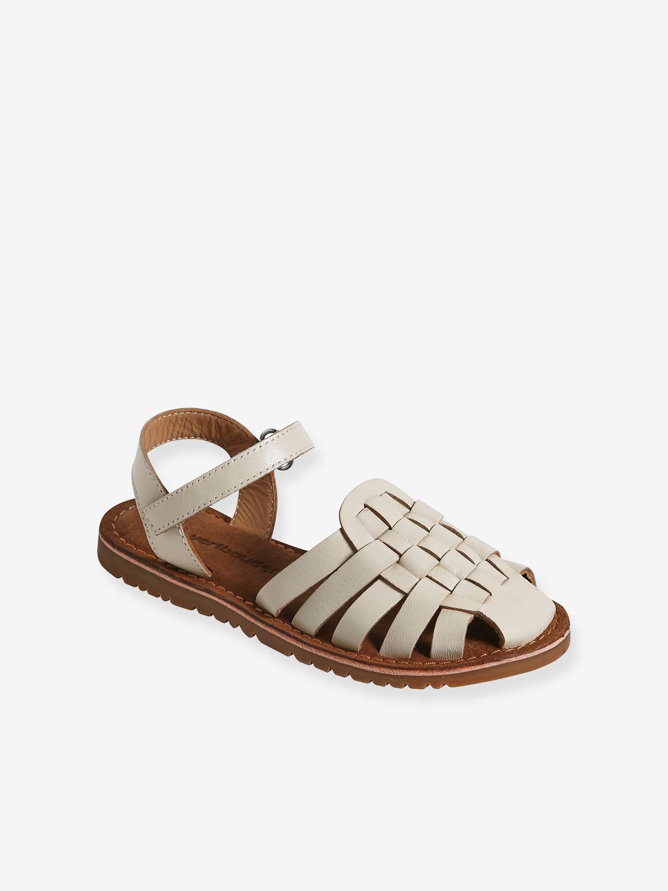 Vertbaudet Mädchen Klett-Sandalen - wollweiß