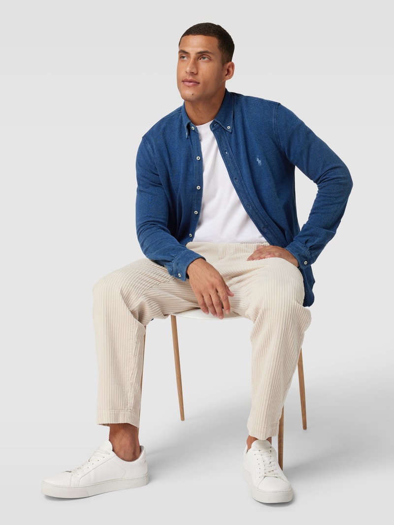 Regular Fit Freizeithemd mit Logo-Stitching in dunkelblau