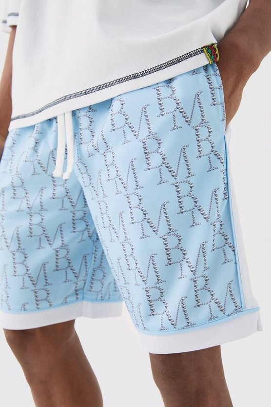 Lockere Mesh Basketball-Shorts mit Bm Print