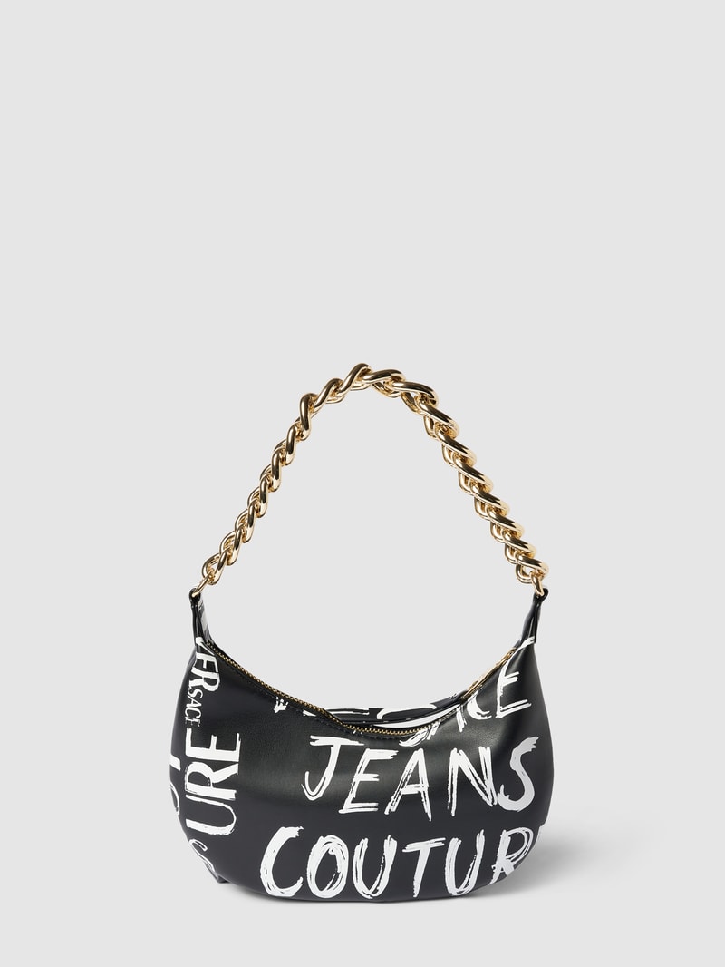 Handtasche mit Label-Print in schwarz