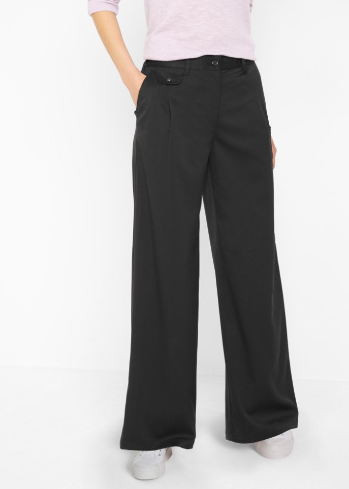 Weite Marlenehose mit High-Waist-Bequembund und Bundfalten