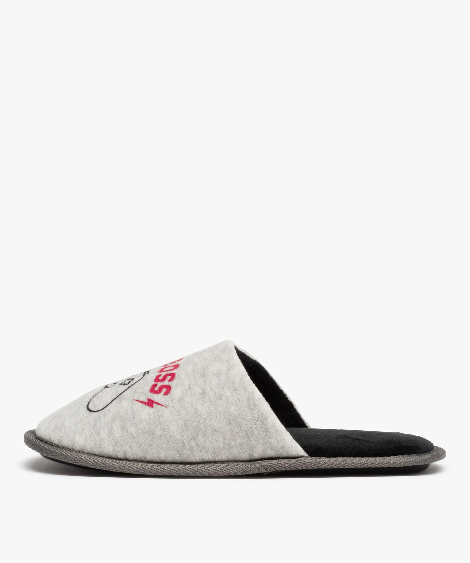 Chaussons mules en velours motif console de jeu Garçon gris | GEMO
