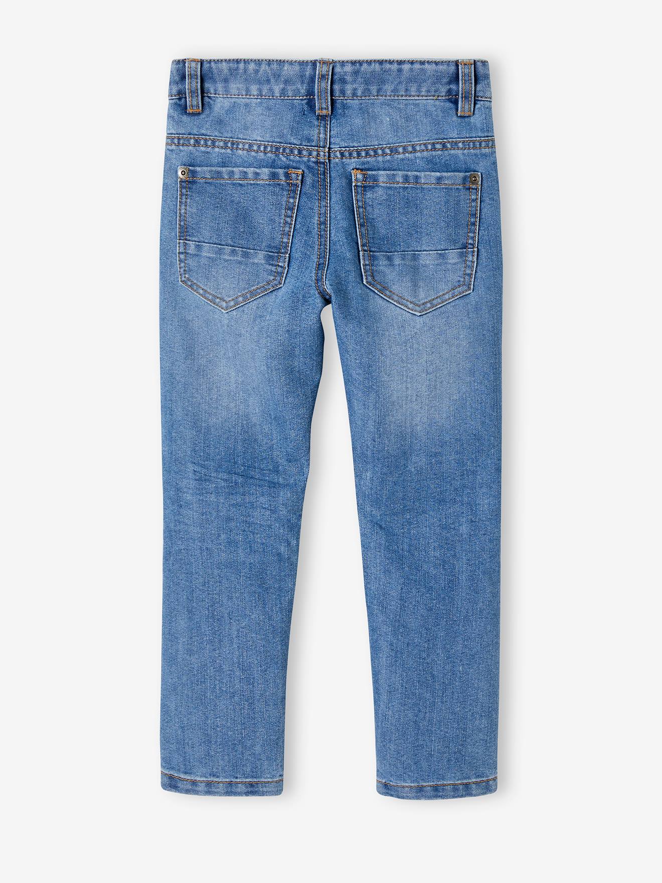 Vertbaudet Die UNVERWÜSTLICHE, robuste Jungen Straight-Jeans WATERLESS, Hüftweite SLIM Oeko-Tex - dark blue
