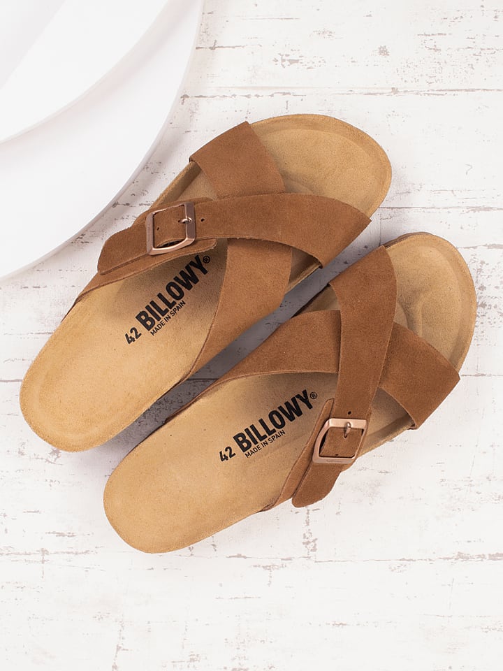billowy Leder-Pantoletten in Hellbraun günstig kaufen