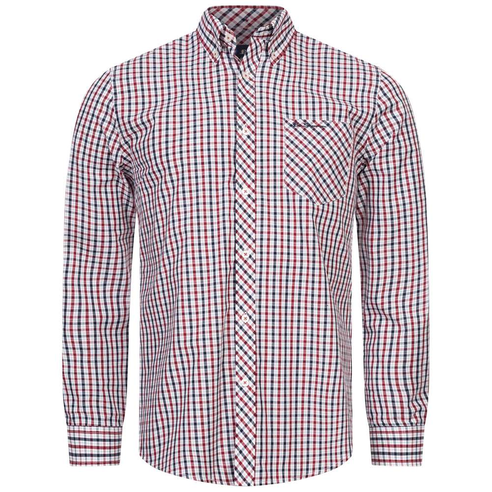 BEN SHERMAN Signature Herren Langarm Hemd 0076264-RED
